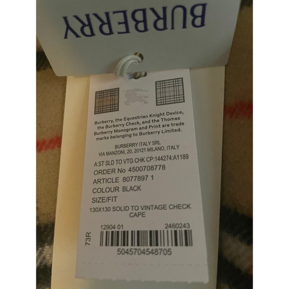 NEW Burberry black plaid reversible poncho cape shawl fringe wool NWT! - Picture 9 of 9
